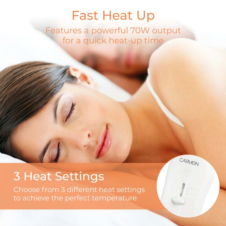 Carmen Full Size White Heated Blanket Double
