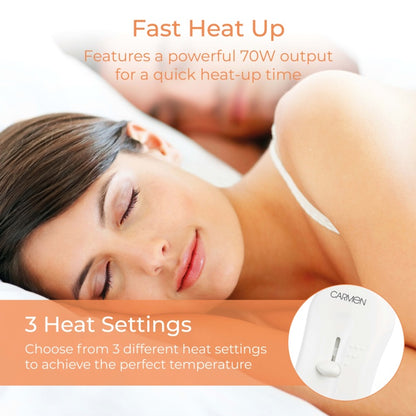 Carmen Full Size White Heated Blanket Double