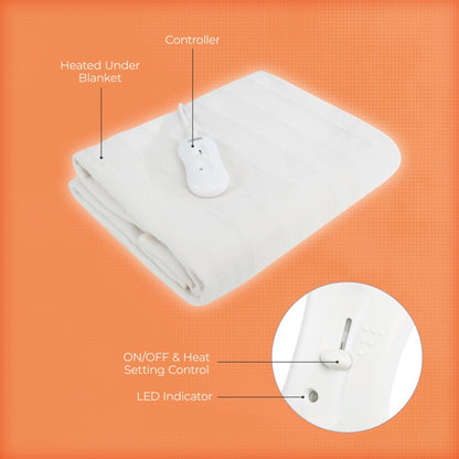 Carmen Full Size White Heated Blanket Double