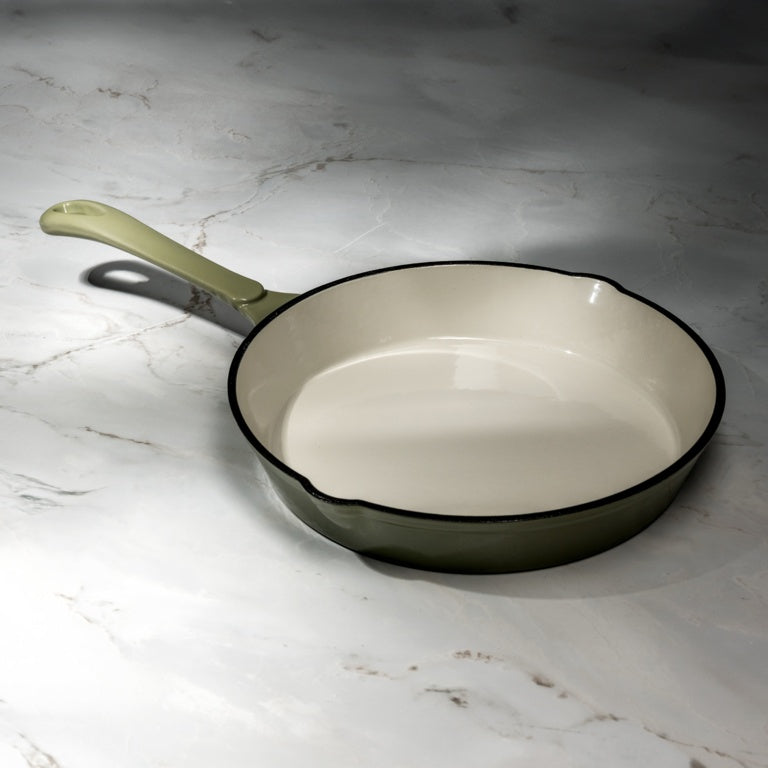 J & L Cast Iron Sage Green Round Fry Pan 23cm