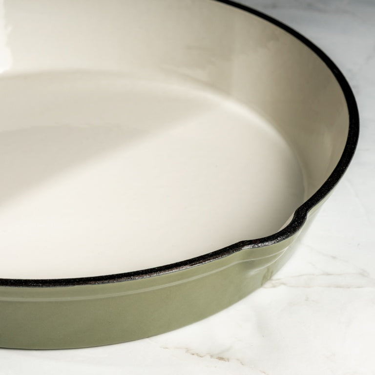 J & L Cast Iron Sage Green Round Fry Pan 23cm
