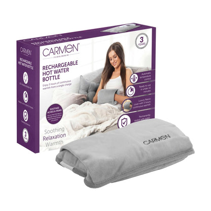 Carmen Rechargeable Hot Water Bottle 24 x 17cm Grey
