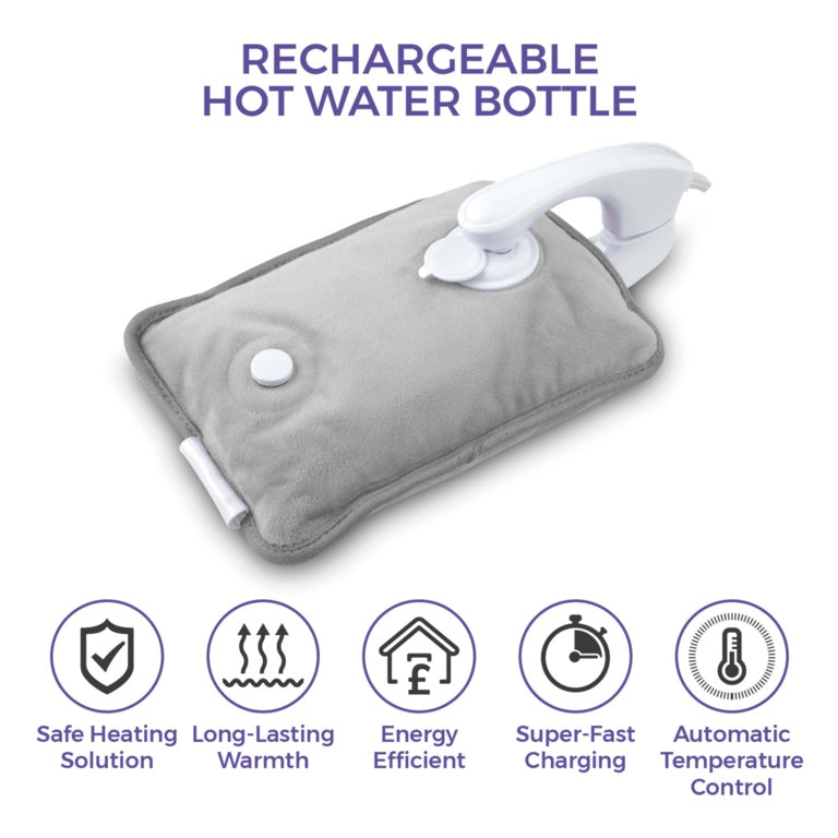 Carmen Rechargeable Hot Water Bottle 24 x 17cm Grey