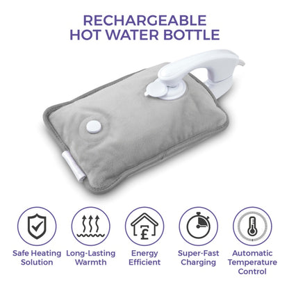 Carmen Rechargeable Hot Water Bottle 24 x 17cm Grey