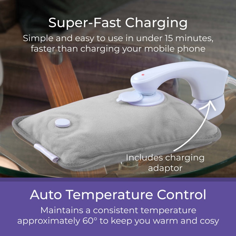 Carmen Rechargeable Hot Water Bottle 24 x 17cm Grey