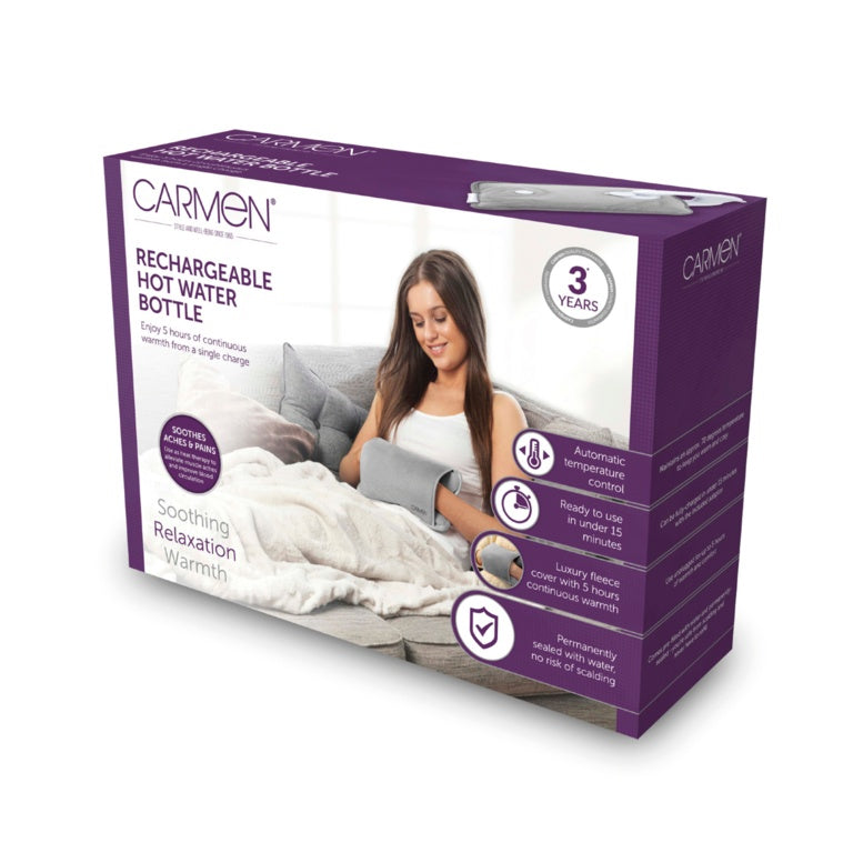 Carmen Rechargeable Hot Water Bottle 24 x 17cm Grey