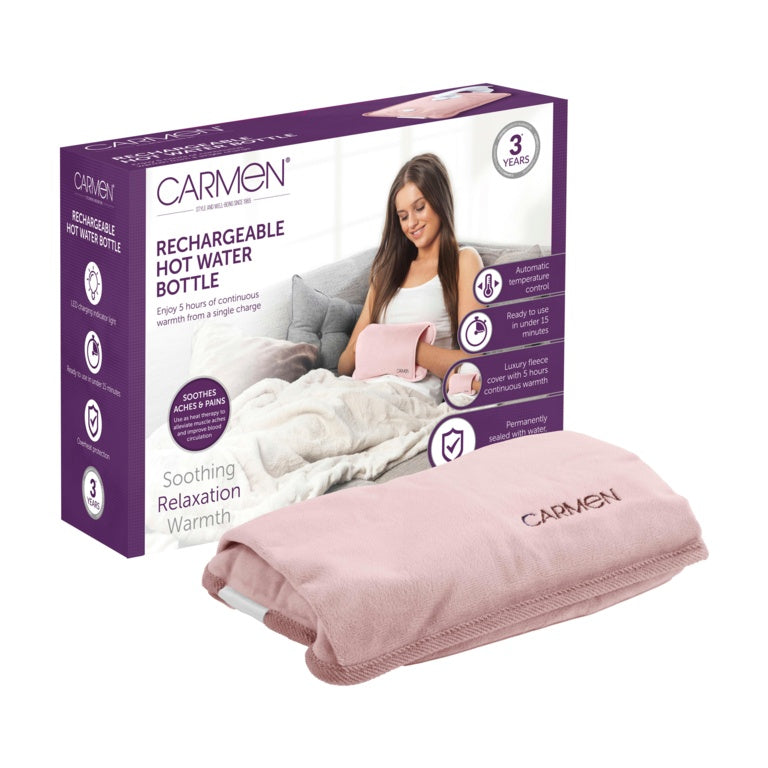 Carmen Rechargeable Hot Water Bottle 24 x 17cm Pink