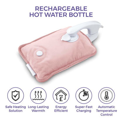 Carmen Rechargeable Hot Water Bottle 24 x 17cm Pink