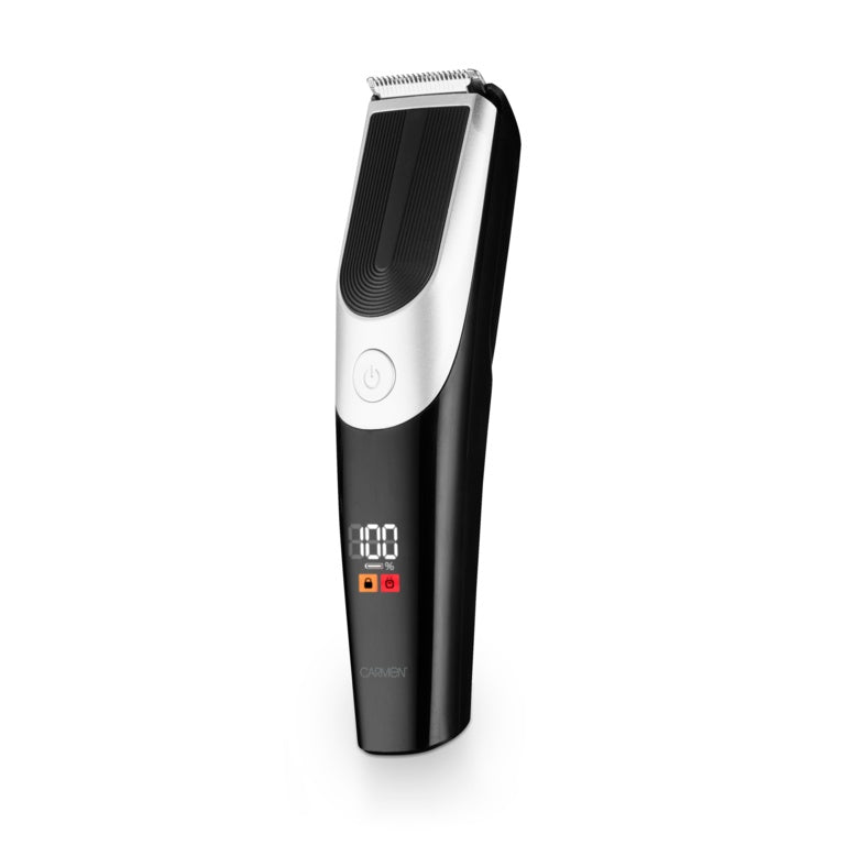 Carmen Mens Hair Trimmer With LED Display 6 Coloured Combs