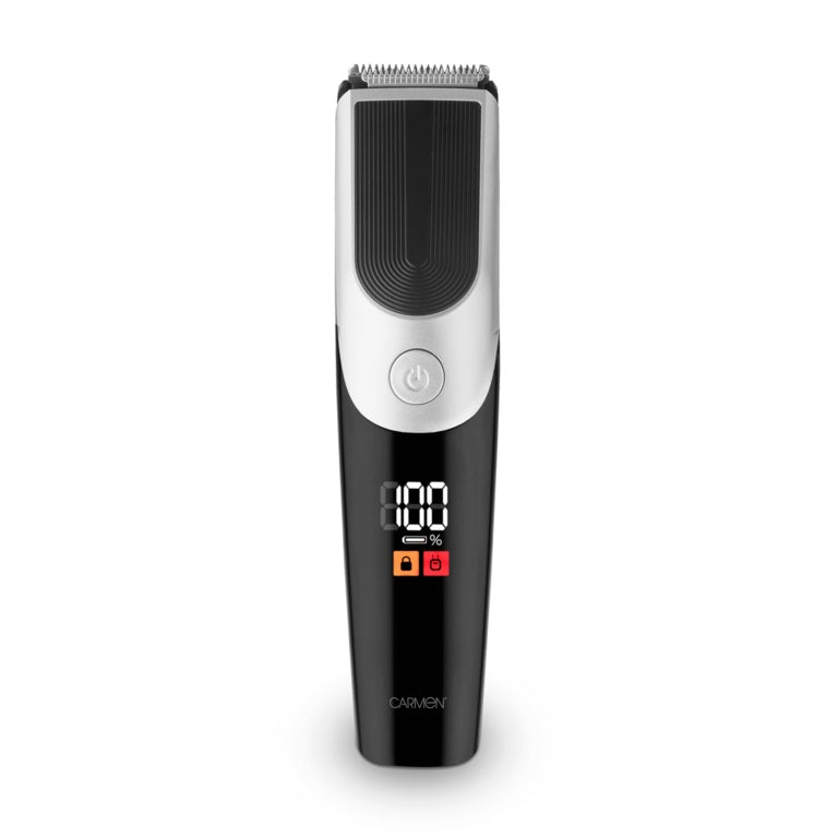 Carmen Mens Hair Trimmer With LED Display 6 Coloured Combs