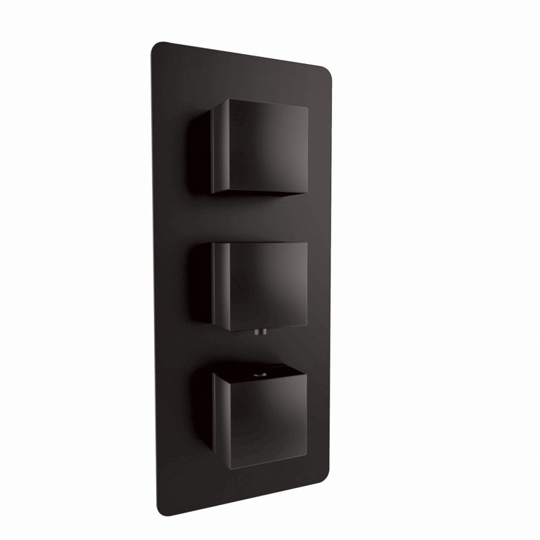 Giavani Black Triple Square Shower Valve 2 Way