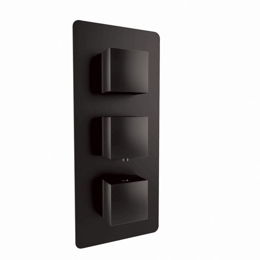 Giavani Black Triple Square Shower Valve 2 Way