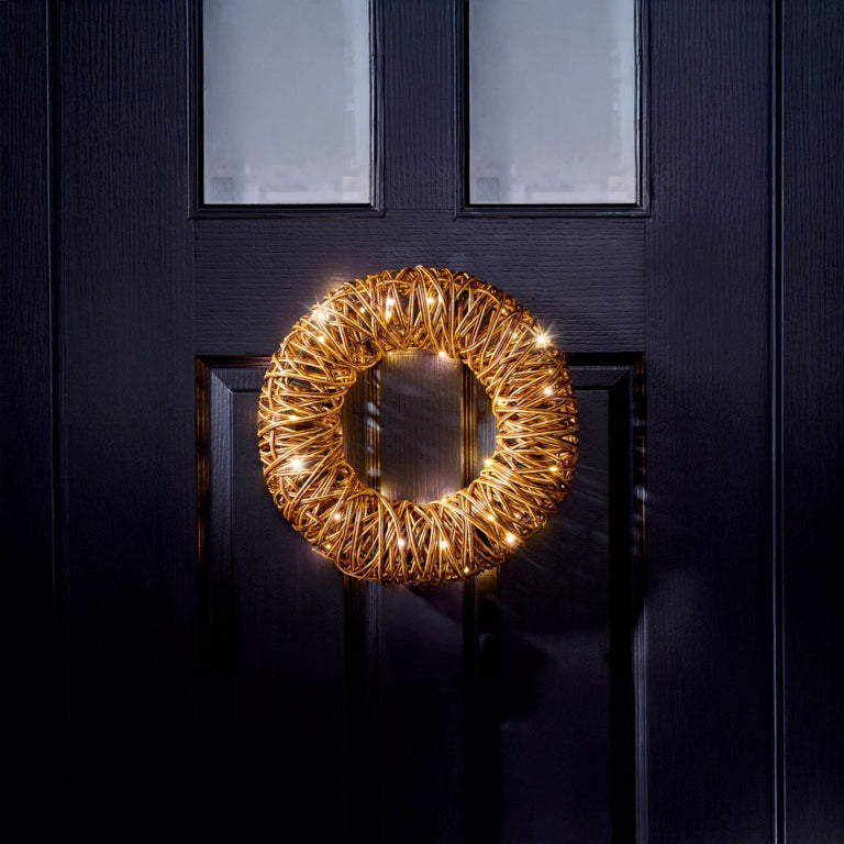 Premier Multi Action Lit Wreath White 38cm