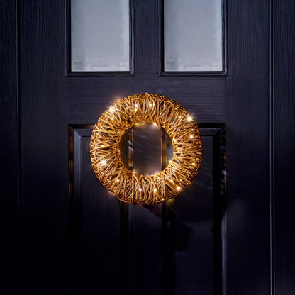 Premier Multi Action Lit Wreath White 38cm