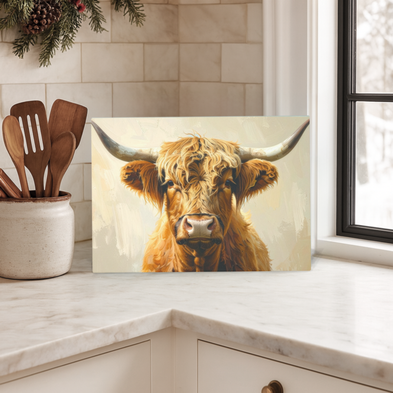 Apollo Glass Worktop Saver 28 x 38cm Highland Cow