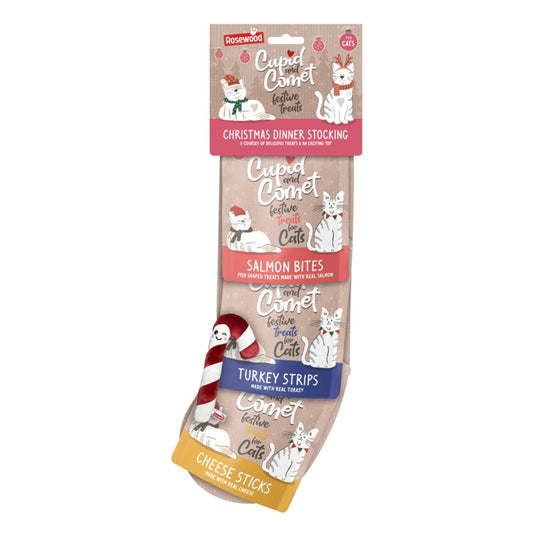 Rosewood Cupid & Comet Christmas Dinner Cat Stocking
