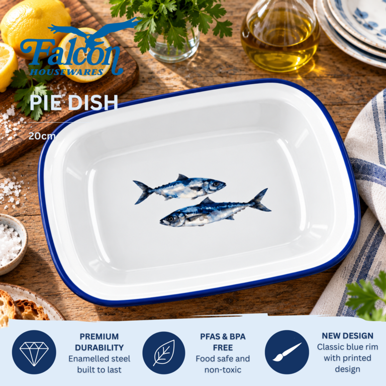 Falcon Enamel Oblong Pie Dish 20cm Fish