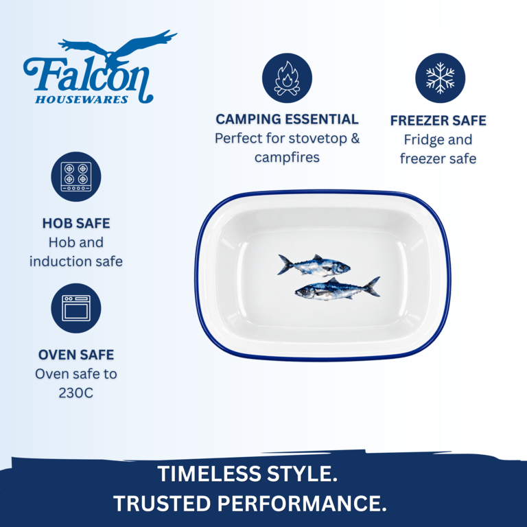 Falcon Enamel Oblong Pie Dish 20cm Fish