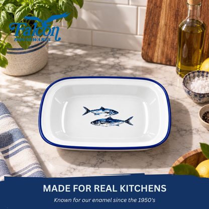 Falcon Enamel Oblong Pie Dish 20cm Fish