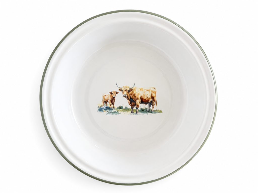Falcon Enamel Round Pie Plate 22cm Highland Cow