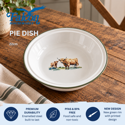 Falcon Enamel Round Pie Plate 22cm Highland Cow