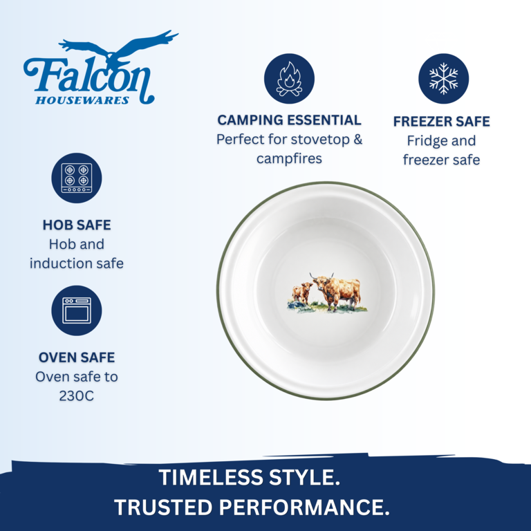 Falcon Enamel Round Pie Plate 22cm Highland Cow