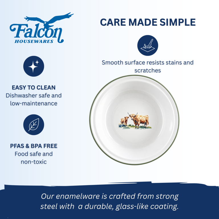 Falcon Enamel Round Pie Plate 22cm Highland Cow