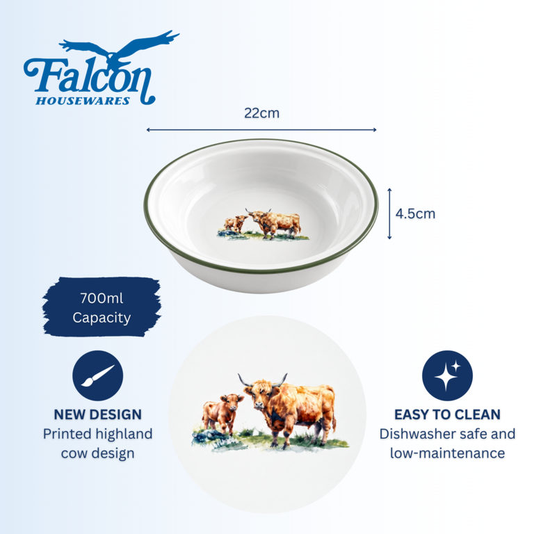 Falcon Enamel Round Pie Plate 22cm Highland Cow