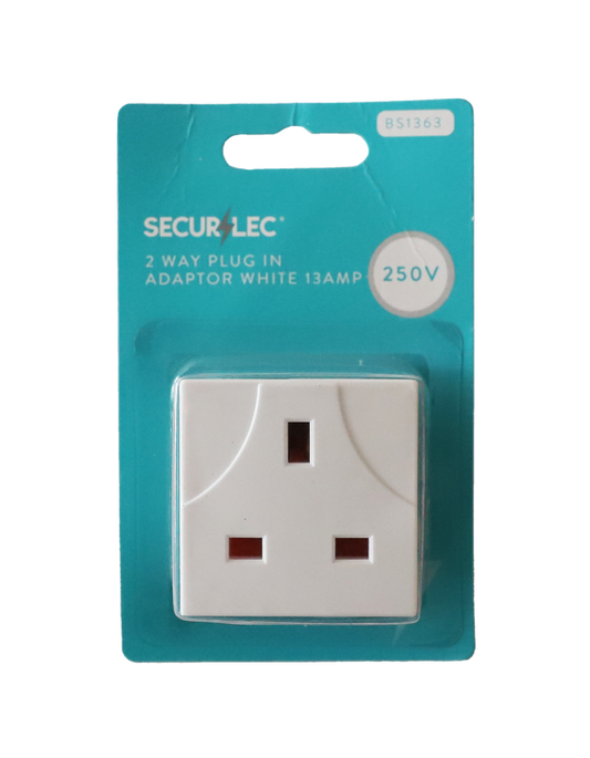 Securlec 13A, 2 Way Adaptor to BS1363/3