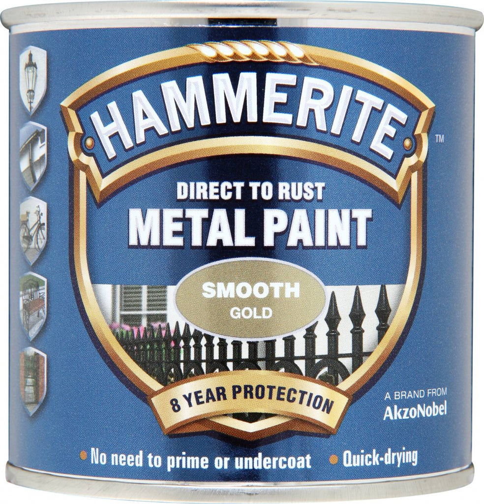 Hammerite Metal Paint Smooth 250ml Gold