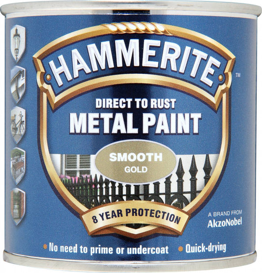 Hammerite Metal Paint Smooth 250ml Gold