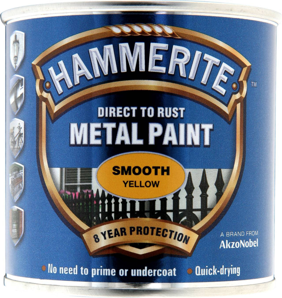 Hammerite Metal Paint Smooth 250ml Yellow