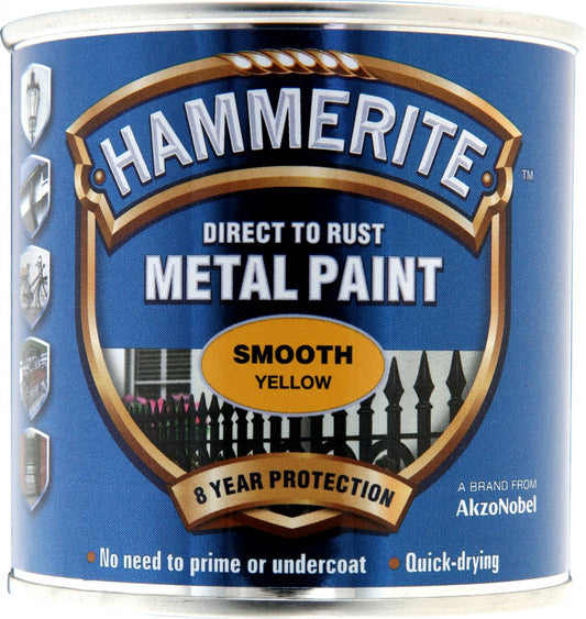 Hammerite Metal Paint Smooth 250ml Yellow