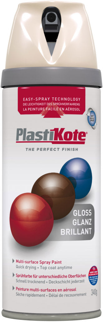 PlastiKote Twist & Spray Paint 400ml Antique White Gloss
