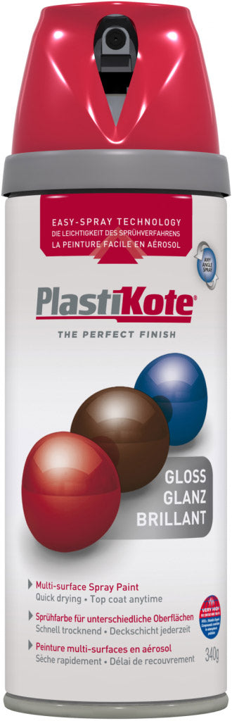 PlastiKote Twist & Spray Paint 400ml Bright Red Gloss