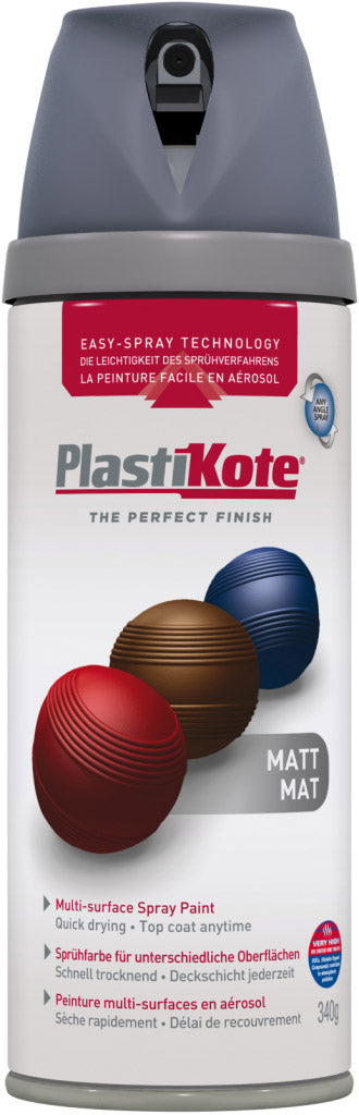 PlastiKote Twist & Spray Paint 400ml Grey Matt