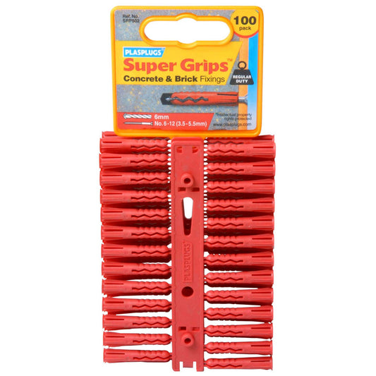 Plasplugs Red Super Grips Fixings 100 Pack