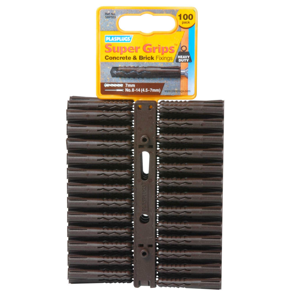 Plasplugs Brown Super Grips Fixings 100 Pack