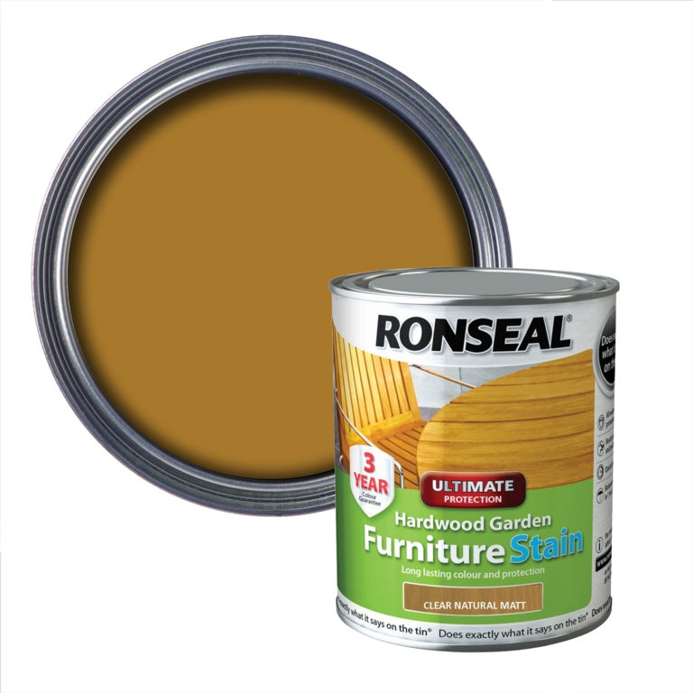 Ronseal Hardwood Furniture Stain 750ml Clear Natural Matt