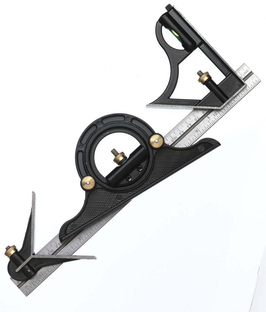 Fisher Combination Square - English & Metric Markings 12"/300mm Protractor Set