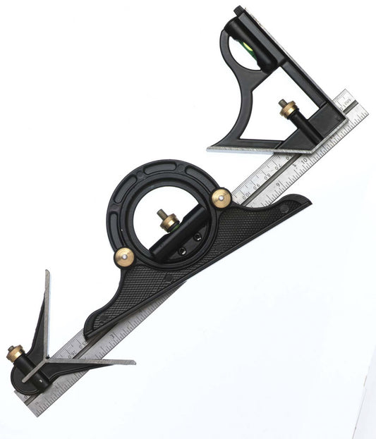Fisher Combination Square - English & Metric Markings 12"/300mm Protractor Set