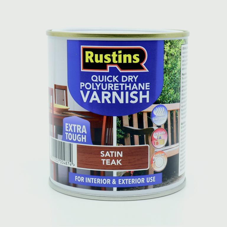 Rustins Polyurethane Gloss Varnish 500ml Teak