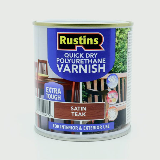 Rustins Polyurethane Gloss Varnish 500ml Teak