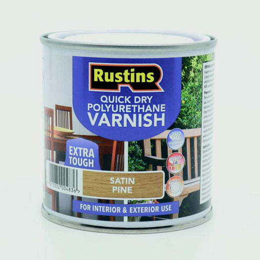 Rustins Polyurethane Satin Varnish 250ml Pine
