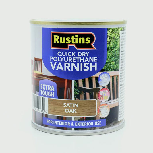 Rustins Polyurethane Satin Varnish 500ml Oak