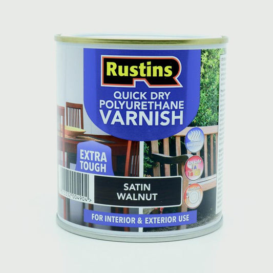 Rustins Polyurethane Satin Varnish 500ml Walnut