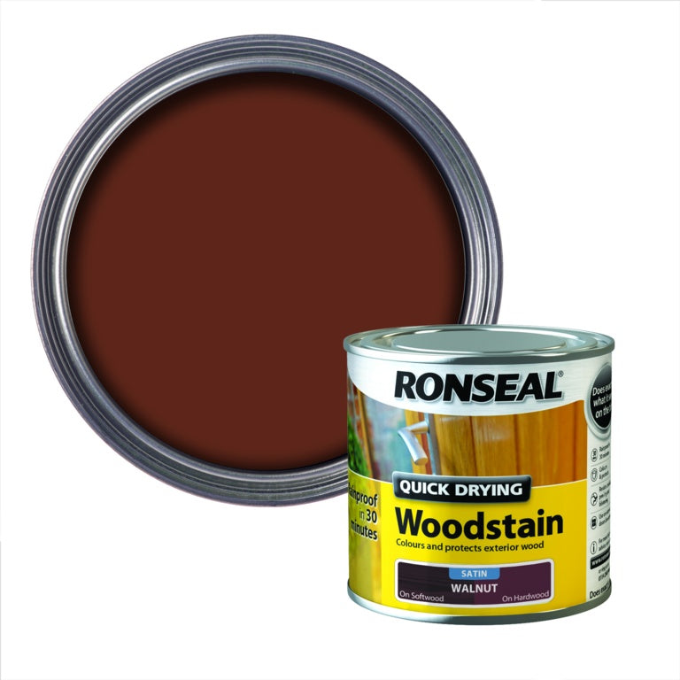 Ronseal Quick Drying Woodstain Satin 250ml Walnut