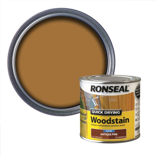 Ronseal Quick Drying Woodstain Satin 250ml Antique Pine