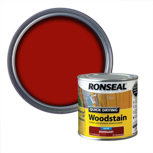 Ronseal Quick Drying Woodstain Satin 250ml Mahogany