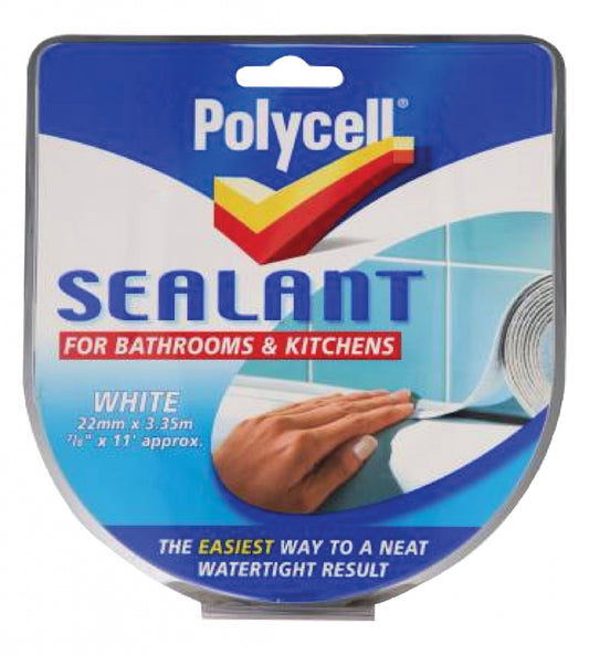 Polycell Sealant Strip Bathroom & Kitchen - White 22mm x 3.35m